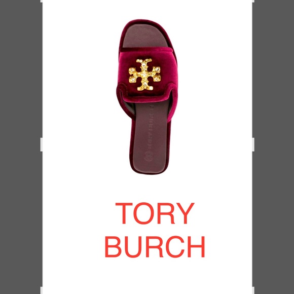 Tory Burch Shoes - NWT Tory Burch Embellished Logo Velvet Scandals, Be summer ready with this.
